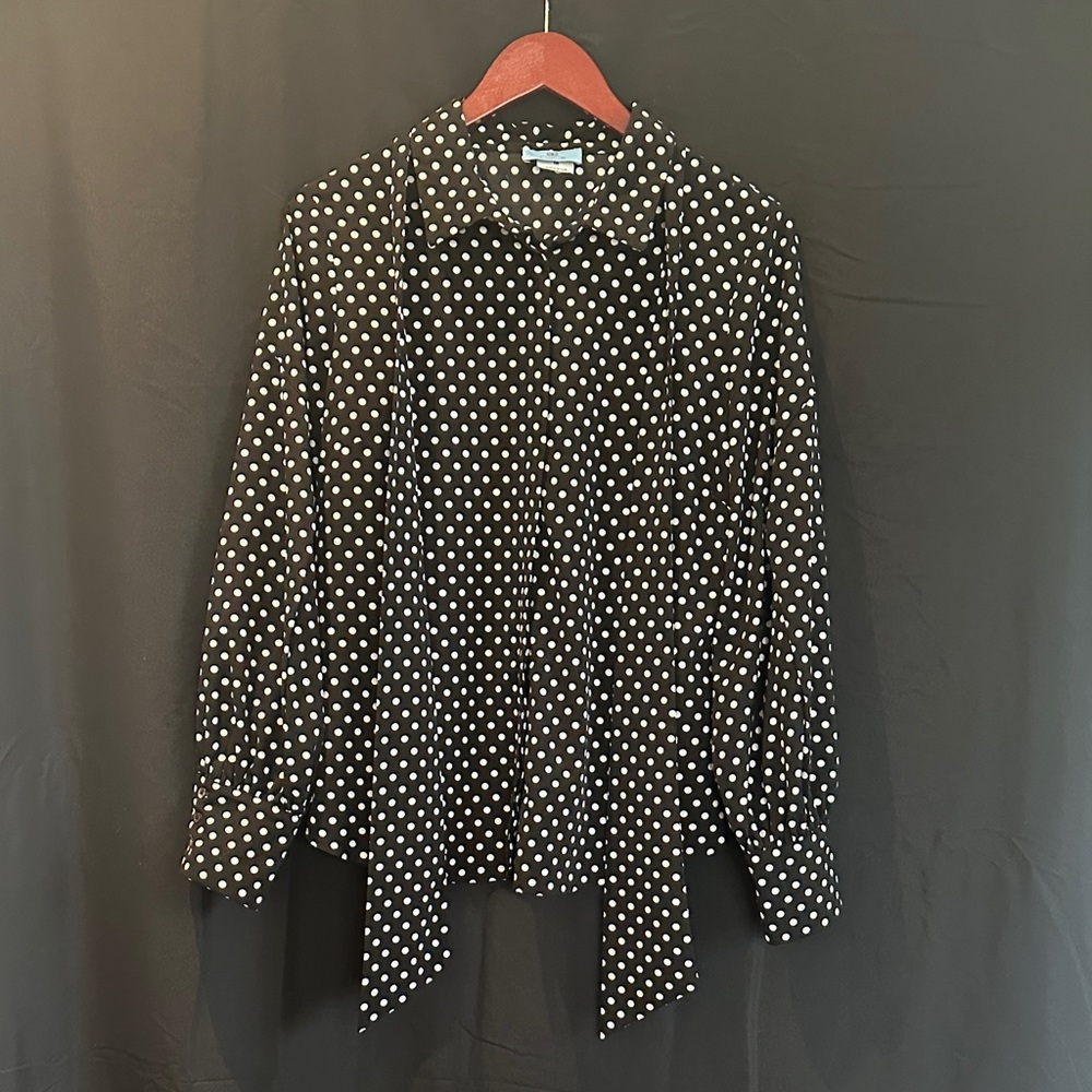 CeCe Black and White Polka Dot Blouse